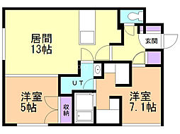 COMSAP24パークサイド 2LDKの間取図画像