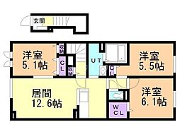 インテルノ ウエスト 3LDKの間取図画像