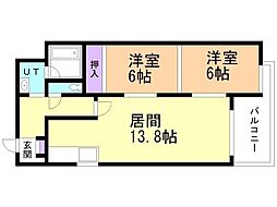 111松井ビル 2LDKの間取図画像