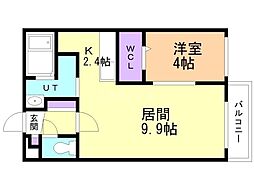 アンジュール発寒南 1LDKの間取図画像