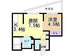 NextAve.TEINE 1LDKの間取図画像