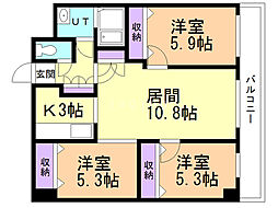 サイレンス宮の沢 3LDKの間取図画像