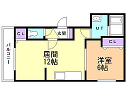 ハーネスト 1LDKの間取図画像
