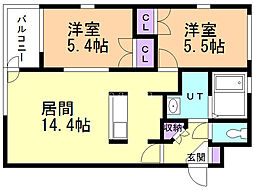 フォレスト宮の澤 2LDKの間取図画像