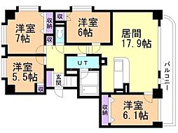 愛富丘館 3LDKの間取図画像
