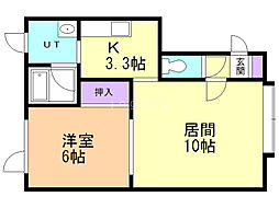 シャローム稲穂 1LDKの間取図画像