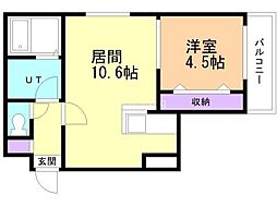ソミューム宮の沢 1LDKの間取図画像
