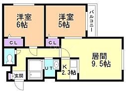 グランイースト八軒 2LDKの間取図画像
