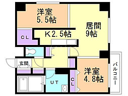 シャイニングドリーム八軒 2LDKの間取図画像