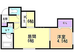 プレシャス1番館 1LDKの間取図画像