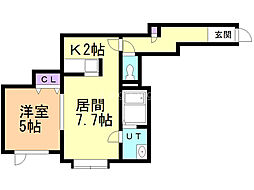 アプローズコート 1LDKの間取図画像