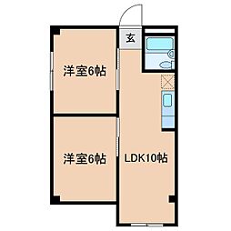 メゾン・ド・渚 2DKの間取図画像