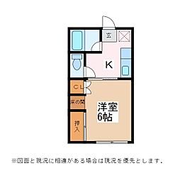 コーポ松岡 1階1Kの間取り