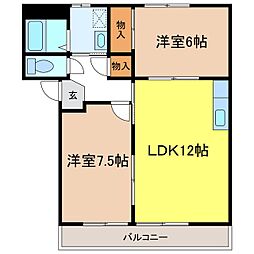 レジデンス筒井 2LDKの間取図画像