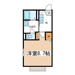 サライ21A 1Kの間取図画像