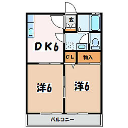メゾンT&KB 2DKの間取図画像