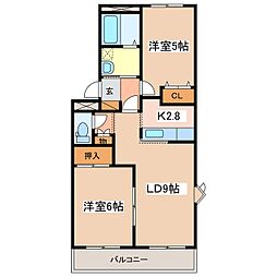 ウィンディ・プレイス 2LDKの間取図画像