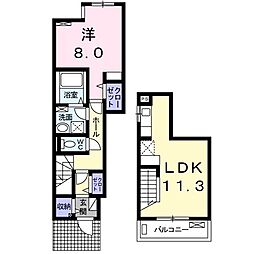 ヴィラヒロタC 1LDKの間取図画像