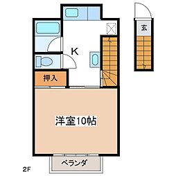 エルムB 1Kの間取図画像