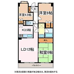 サーパス南松本 3LDKの間取図画像