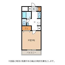 マンション北駅 1Kの間取図画像