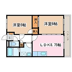 ハイツヒルトップ 2LDKの間取図画像