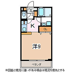 ウェスト島立 1Kの間取図画像