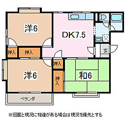 サンシャイン深沢B 3DKの間取図画像