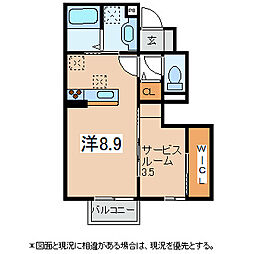 コンフォルタ野溝 1LDKの間取図画像