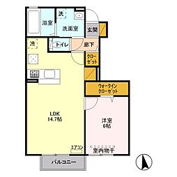 ブリリアントYD 1LDKの間取図画像