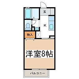 ルミエールA 1Kの間取図画像