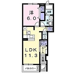 カーサベルデこくや 1LDKの間取図画像