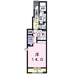 カーサクレア 1Kの間取図画像