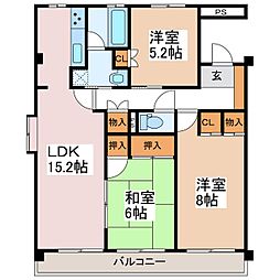 グランドハイツ深志天神 3LDKの間取図画像
