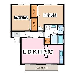 リバーサイドパレスA 2LDKの間取図画像
