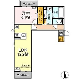 Mels court 1LDKの間取図画像