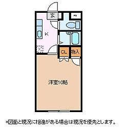 レジデンス北深志 1Kの間取図画像