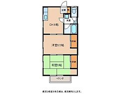 シーニックハイツささき3 2DKの間取図画像