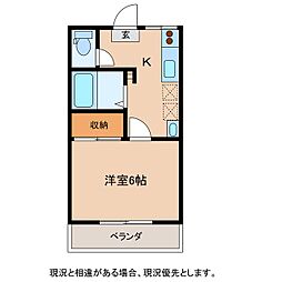 メゾンドール 1Kの間取図画像