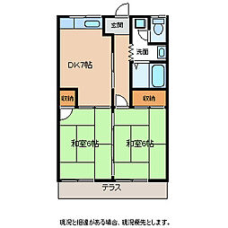 グリーンハイツ明神 2DKの間取図画像