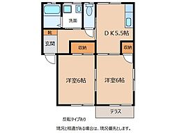 サンハイツC 2DKの間取図画像