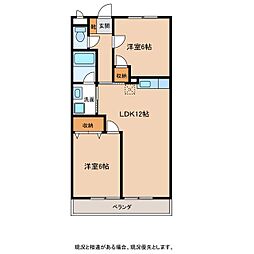 サープラススリーキャッスルトマト 2LDKの間取図画像
