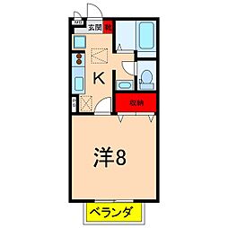 セジュール東鼎B 1Kの間取図画像