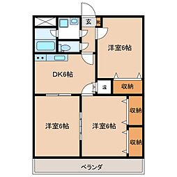 メゾン飯沼 3DKの間取図画像