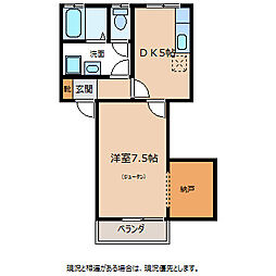 下田ハイツ北方第3 1DKの間取図画像