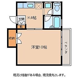 サニーハイツジョイフル 1Kの間取図画像