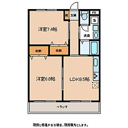 レジデンスやまぶき 2DKの間取図画像