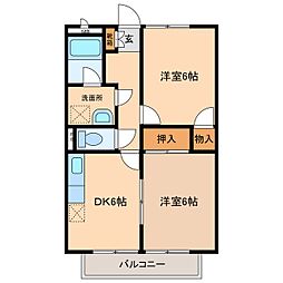 エルナージ 2DKの間取図画像