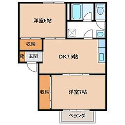 ハイツハーベスト 2DKの間取図画像