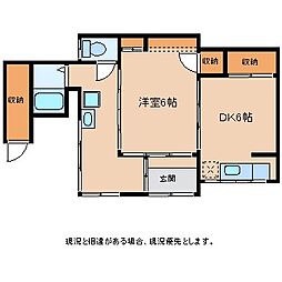 陽明荘 1DKの間取図画像
